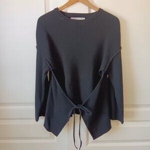 Free People FP Beach Women's Black Brig Tie-Front Pullover Tunic Sweater Size XS